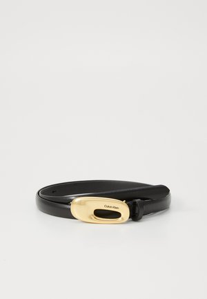Calvin Klein ENGRAVED - Klassiske belter - black/tumbled deep gold-coloured