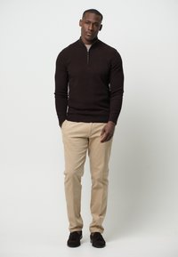PROFUOMO THE STRUCTURE BASIC HALF ZIP - Strickpullover - dark brown