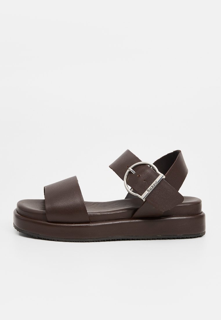 Barbour Sandalen met plateauzool donkerbruin