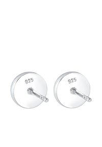 Cercei din argint, marcati "925", cu un design rotund simplu, având o finisare lustruită și un post drept pentru prindere sigură.
