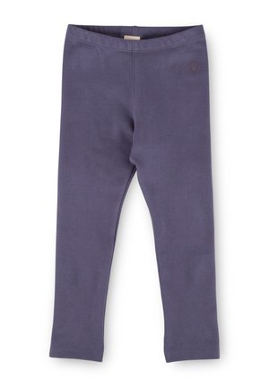 Lila Baumwoll-Leggings mit glatter Textur, ausgestattet mit einem elastischen Taillenbund und einem kleinen Logodetail auf der oberen Seite.