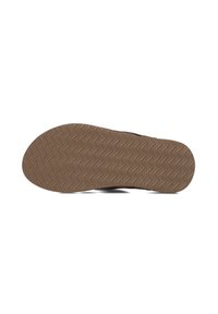 Brown rubber outsole with a wavy pattern, featuring a textured surface and reinforced edge, designed for traction and durability.