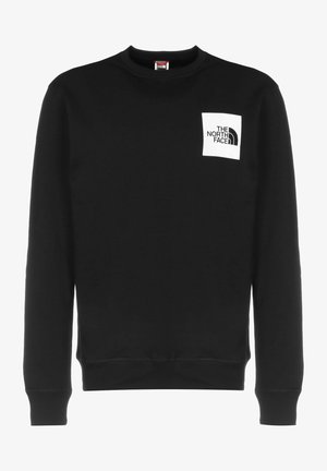 Černá mikina z bavlněné směsi s kulatým výstřihem, žebrovanými manžetami a bílou čtvercovou nášivkou na hrudi s logem "THE NORTH FACE".