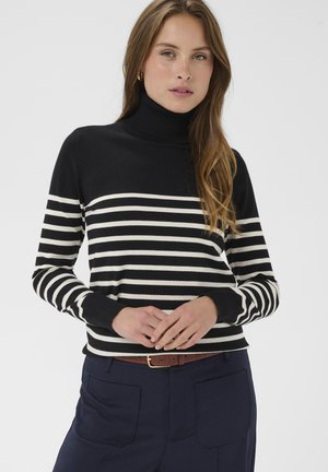 MILASZ ST. ROLLNECK - Svetrík - black seedpearl stripe