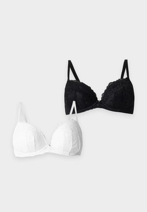Ann Summers, SEXY PLANET PADDED PLUNGE 2 PACK - Σουτιέν με ενίσχυση - black/white