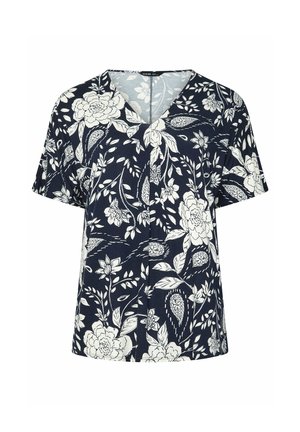 Yours Clothing, PLUS SIZE CASUAL TOPS - T-shirt print - navy