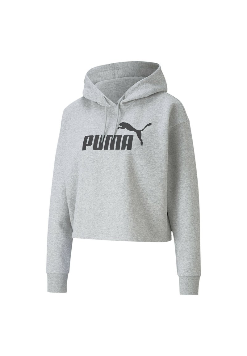 Puma ESSENTIALS CROPPED LOGO - Jersey con capucha - light gray heather