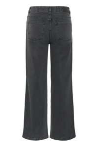Grijze wijde jeans van denim met een gladde textuur, voorzien van twee achterzakken en een klassieke tailleband. Geen zichtbare voorkruisen.