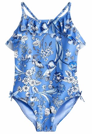 FRILL SWIMSUIT - Bañador - blue white floral