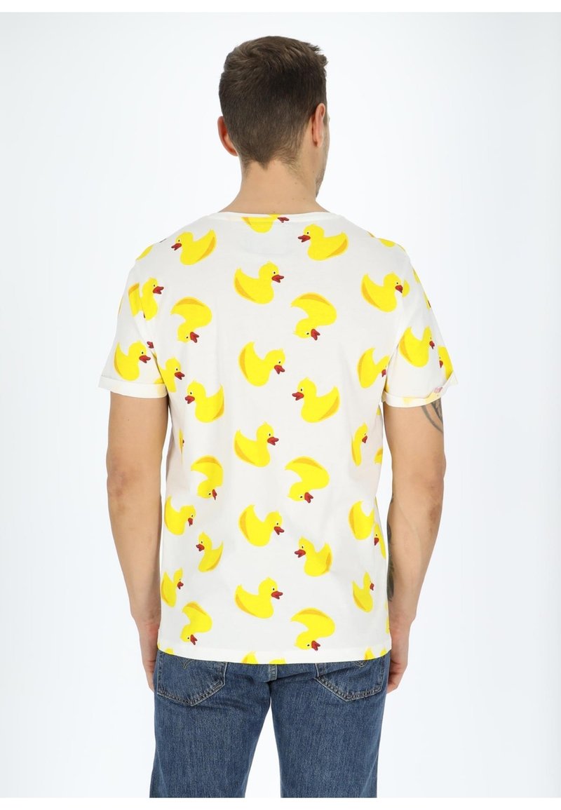 Blount & Pool TROPICAL POCKET - T-shirt med print - white yellow duck