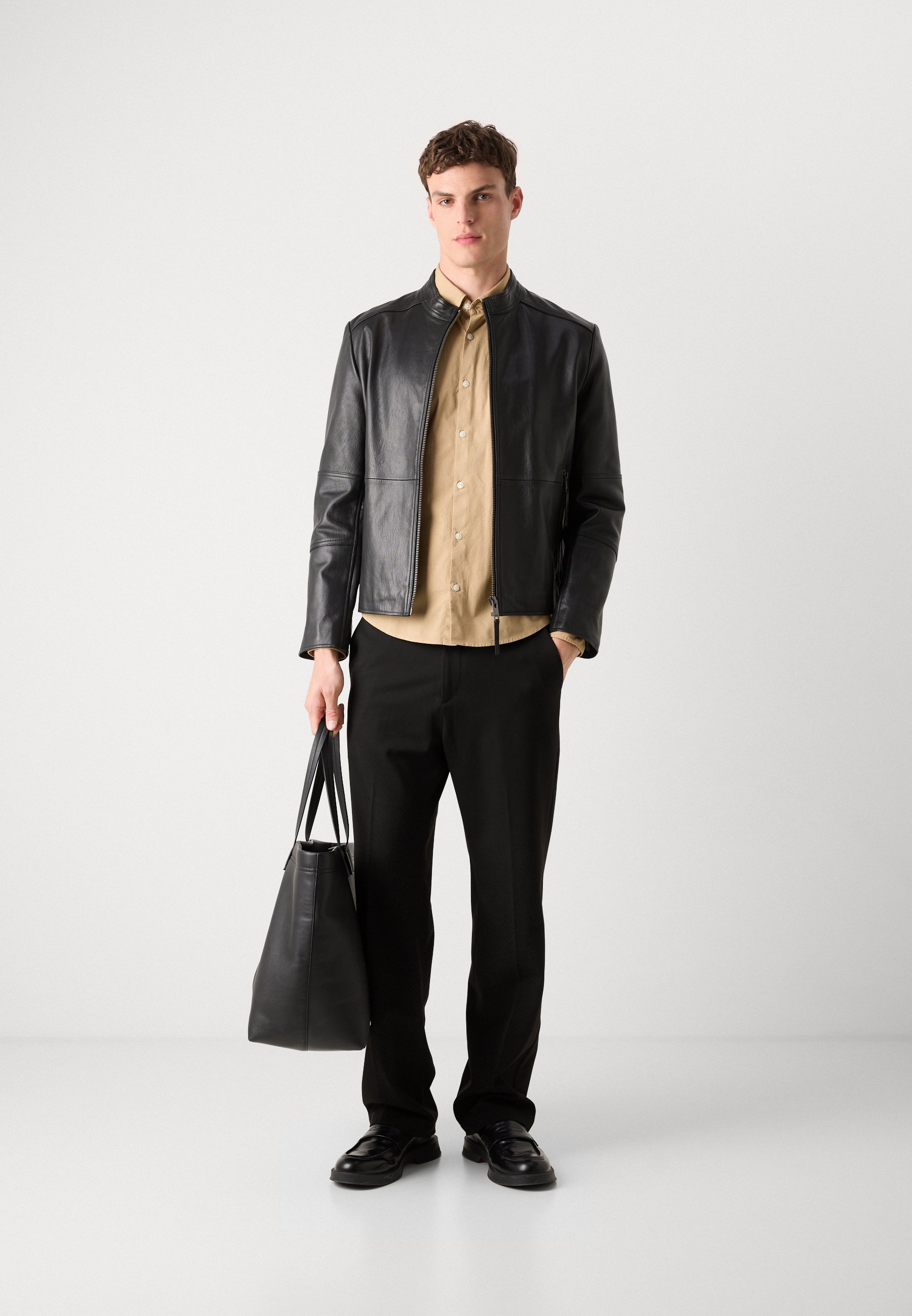 HUGO LOKIS - Leather jacket - black - Zalando