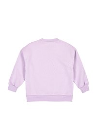 Felpa lilla con maniche lunghe, polsini e orlo a coste. Texture liscia e scollatura rotonda semplice, caratterizzata da un design monocolore.