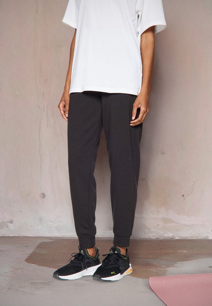 PUMA SMALL LOGO COMFORT HIGH WAIST SWEATPANTS - Tracksuit bottoms - black