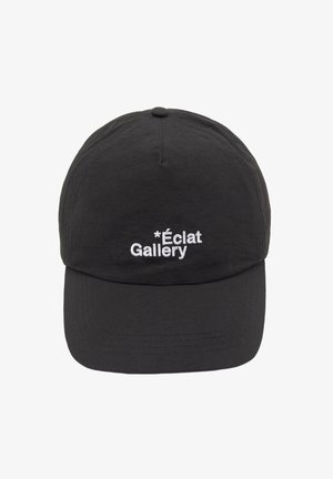 Black cap with a curved brim and a fabric texture. Features white embroidered text that reads "*Éclat Gallery" on the front.