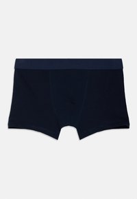 Tumesinised puuvillased bokserpüksid laia elastse vöökohaga, sileda tekstuuri ja klassikalise, keha järgiva lõikega.