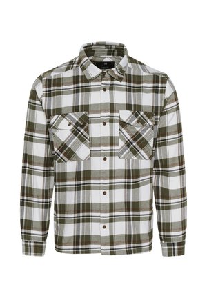 Zeleno-biely károvaný košeľa s dlhými rukávmi, s gombíkmi vpredu a dvoma náprsními vreckami. Vyrobená z bavlny, s textúrovanou tkaninou.