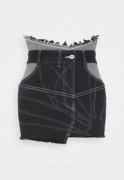 Clear To Rain LASER PATCHWORK SKIRT - Τζιν φούστα - black/grey