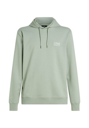 Lichtgroene hoodie met een capuchon met trekkoord, geribbelde manchetten en zoom. Voorzien van een wit logo op de linkerborst en een zachte, gestructureerde stof.