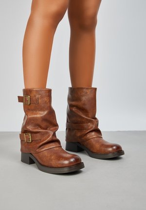 Bottines de cowboy / motard - camel