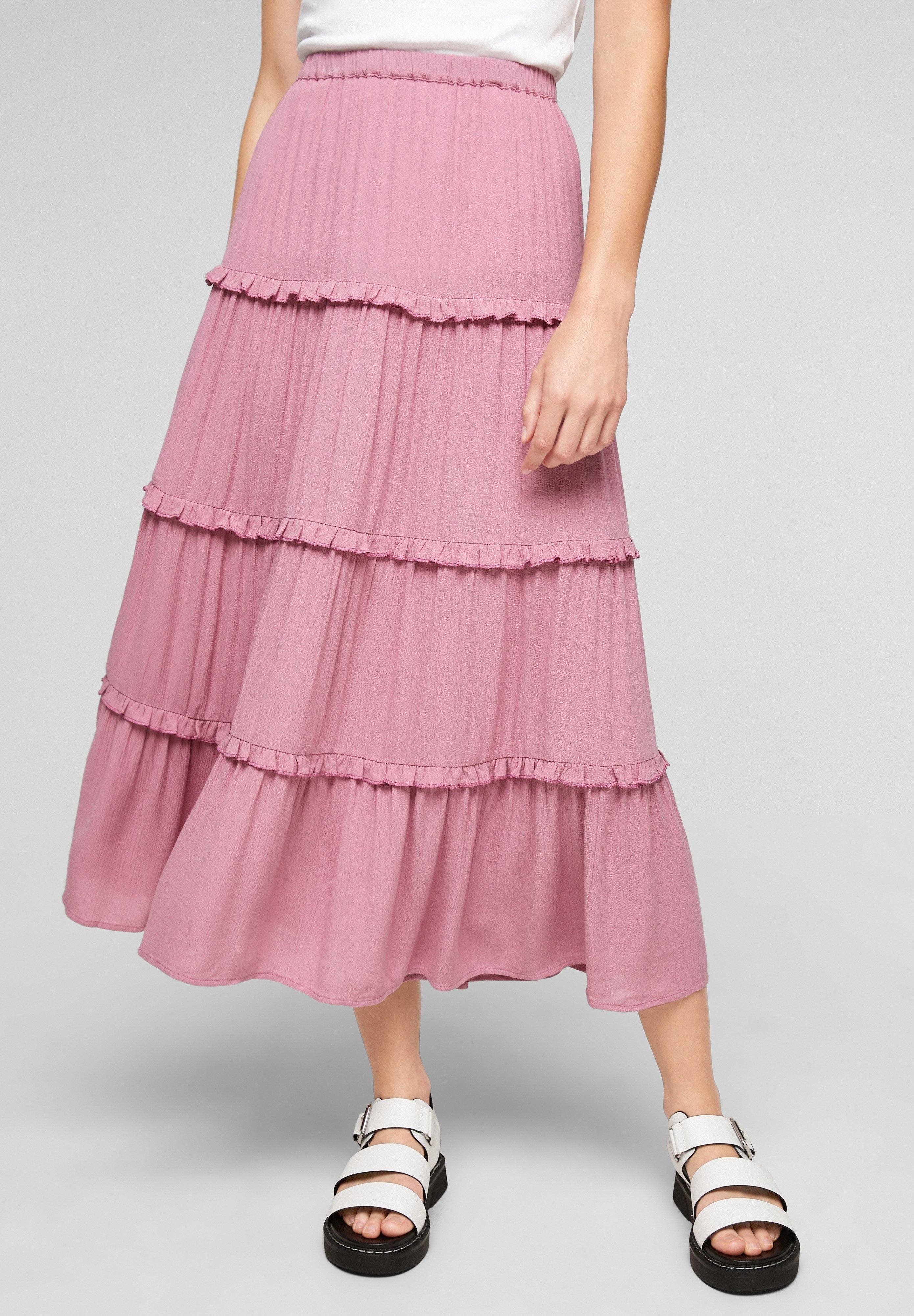 jupe rose poudré longue