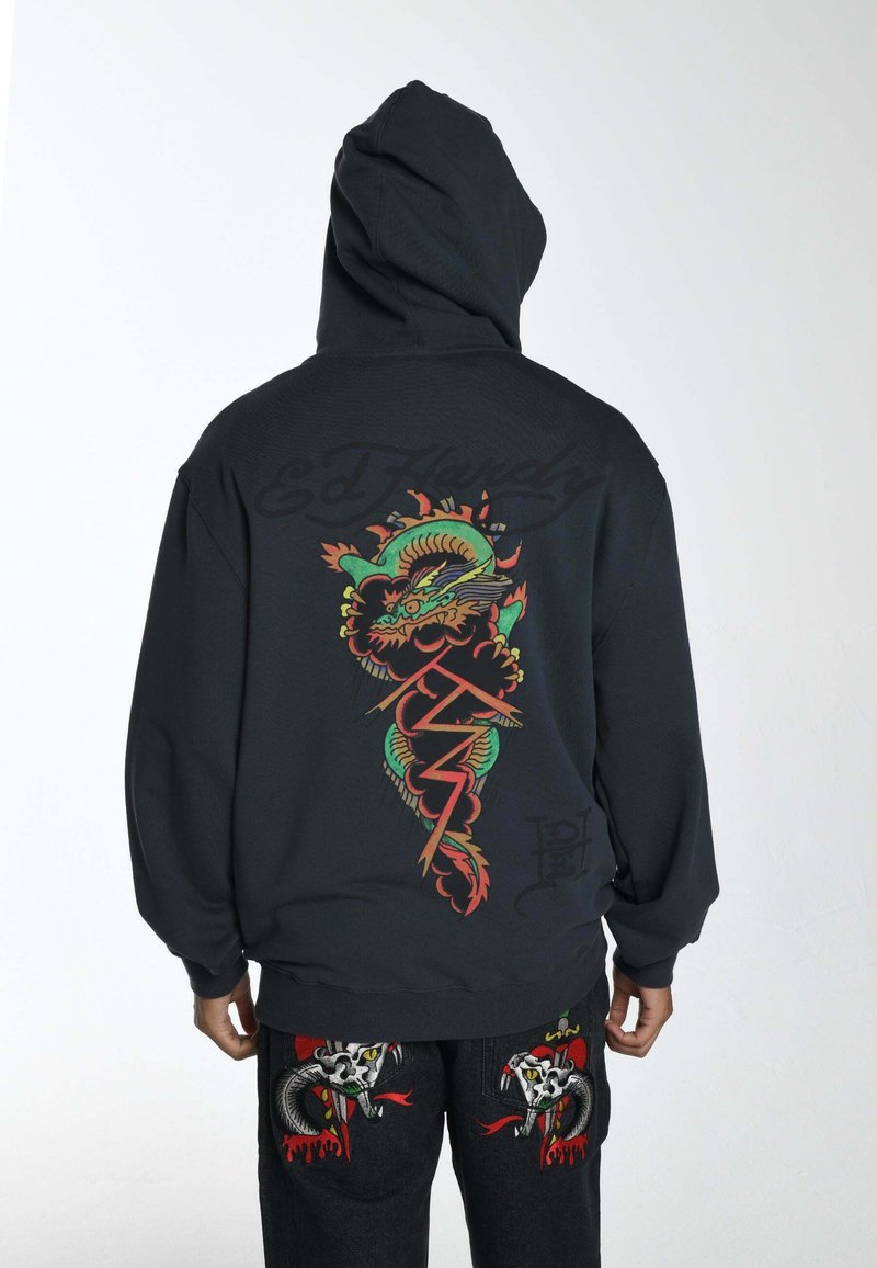 Ed Hardy DRAG-SNAKE THRU HOODIE - Sweatjakke - charcoal