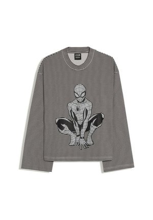 Bershka, SPIDER-MAN LONG-SLEEVE T-SHIRT - T-shirt à manches longues - black