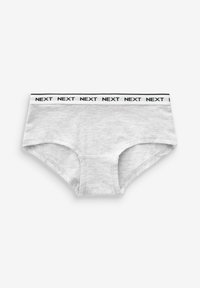 Boxer in cotone grigio con un elastico in bianco e nero con logo "NEXT", caratterizzati da una texture liscia e da un design semplice e pratico.
