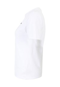 Polo shirt in cotone bianco con colletto classico e maniche corte, con un discreto dettaglio del logo sulla parte anteriore superiore. Tessuto liscio.