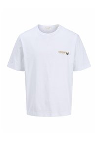 Hvid bomulds T-shirt med rund hals, korte ærmer og et lille guld "ORIGINALS" logo på venstre bryst. Klassisk pasform og glat tekstur.