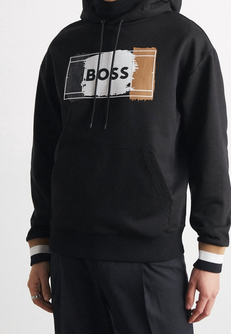 BOSS Felpa con cappuccio - black