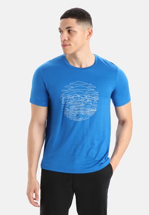 100% MERINO TECH LITE II SS TEE PUMP TRACK - Print T-shirt - lazurite