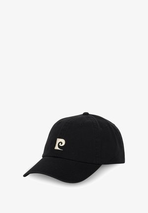 Casquette de baseball en coton noir avec un visière incurvée et un logo en spirale blanc brodé à l'avant. Dispose de six trous de ventilation.