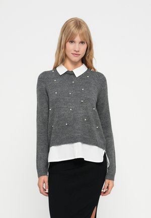 ONLDOLLY PEARL PULL - Pullover - medium grey melange/cloud dancer