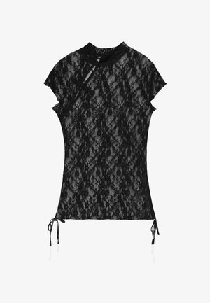Stradivarius, SHORT SLEEVE QIPAO STYLE T-SHIRT 07056620 - Blouse - black