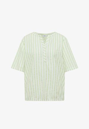 Cecil, HALBARM BLUSE MIT SPLIT NECK UND STREIFEN - Blouse - raw matcha lime