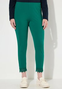 Ulla Popken 7/8 - Legíny - kalhoty  - emerald green