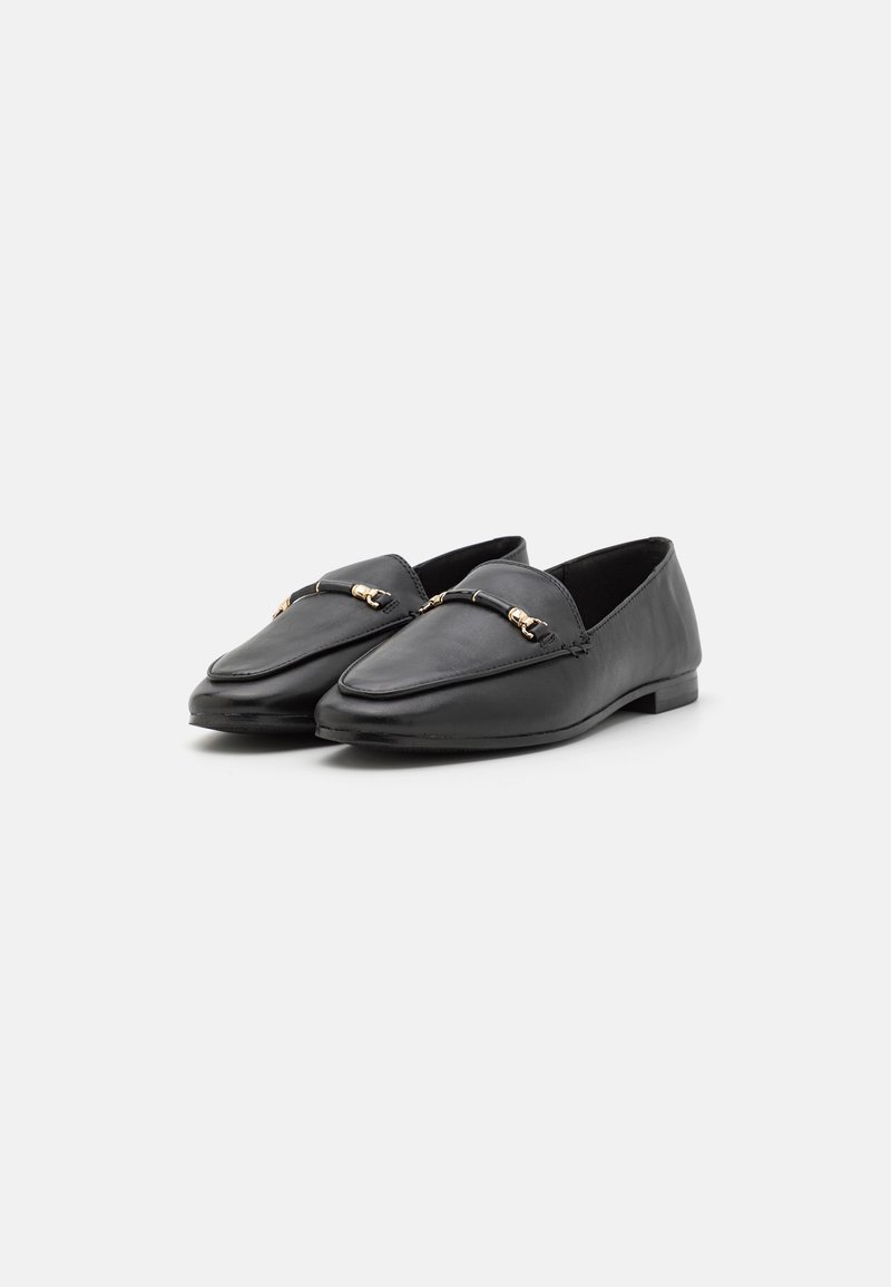 Aldo Textured Black Loafers with Gold Accent ALDO Laurea loafers with gold trim in black leather | ASOS main image 2