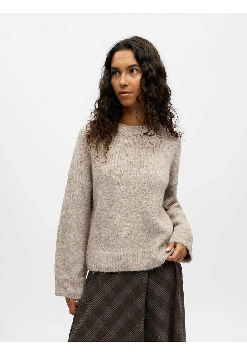 Object - Objsaggia Re L/S Knit Cardigan - 4854325 Humus Melange