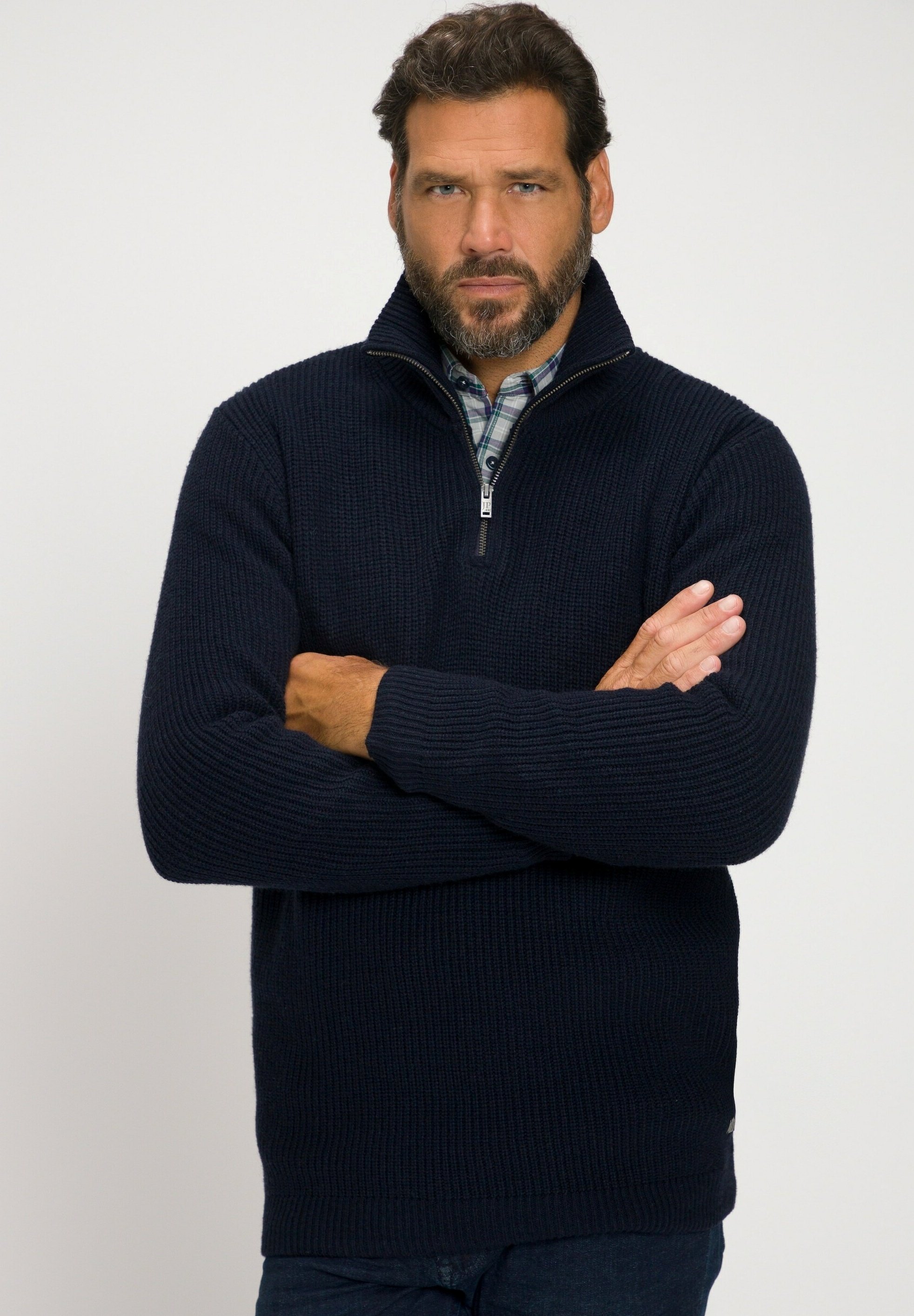 JP1880 TROYER Strickpullover black/dunkelblau