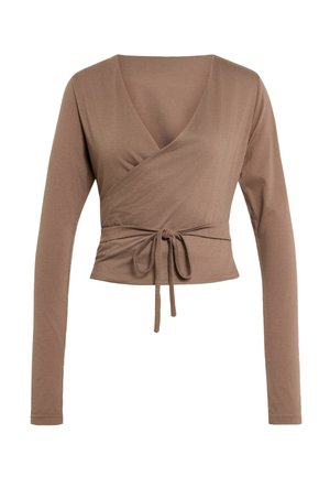 adidas Performance, 3 STRIPES STUDIO SOFT BALLET WRAP TOP - Long sleeved top - earth strata   glow blue