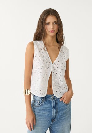 Stradivarius WITH EMBROIDERY - Waistcoat - white