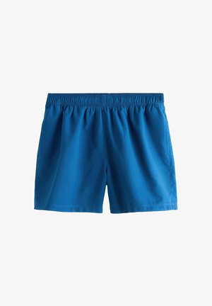 Blaue Shorts mit elastischem Bund und einfachem Design, ohne sichtbare Logos oder Muster, geeignet für Freizeit- oder Sportbekleidung.