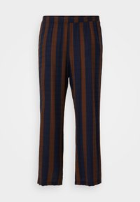 CARTEMPER WIDE PANTS - Pantalon classique - night sky/chocolate brown