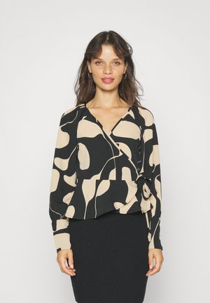 Vero Moda Petite VMLYDIA WRAP - Μπλούζα - black/lina
