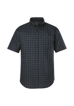 JP1880, HALF-SLEEVE BUTTON-DOWN COLLAR MODERN FIT PLAID SHIRT UP TO SIZE 8 XL - Chemise - black