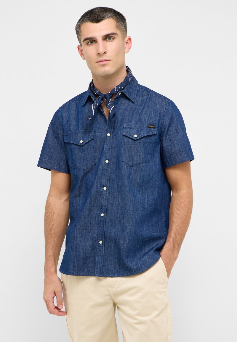 mustang Overhemd blauw denim/bluedenim