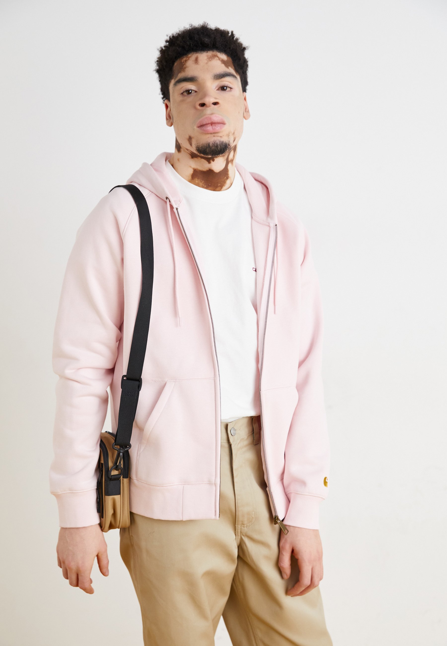 Carhartt WIP CHASE - Zip-up sweatshirt - air pink/gold/light pink
