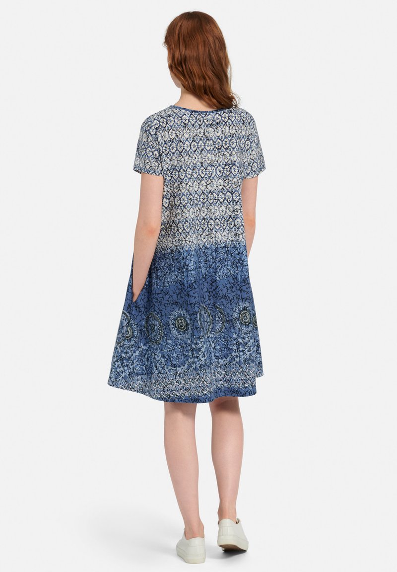 Damen Freizeitkleider | Green Cotton Jerseykleid jeansblau ecru/blau - ER08089 Damen Freizeitkleider | Green Cotton Jerseykleid jeansblau ecru/blau - ER08089