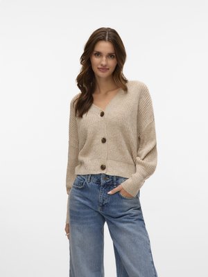 VMLEA V NECK CUFF CARDIGAN - Kardiganas - moon rock/silver lining/birch melange