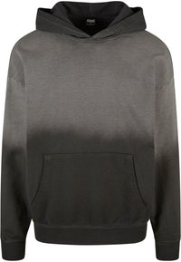 Hanorac cu glugă, având un design în gradient, trecând de la gri deschis la gri închis. Dispune de o buzunar frontal și de mansete ribbate. Textură de țesătură moale.